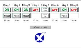 Screen dump of resetpage